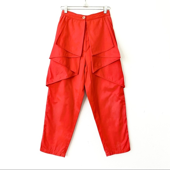 Versace Pants - SOLD. GIANNI VERSACE Red High Waist Cropped Pants